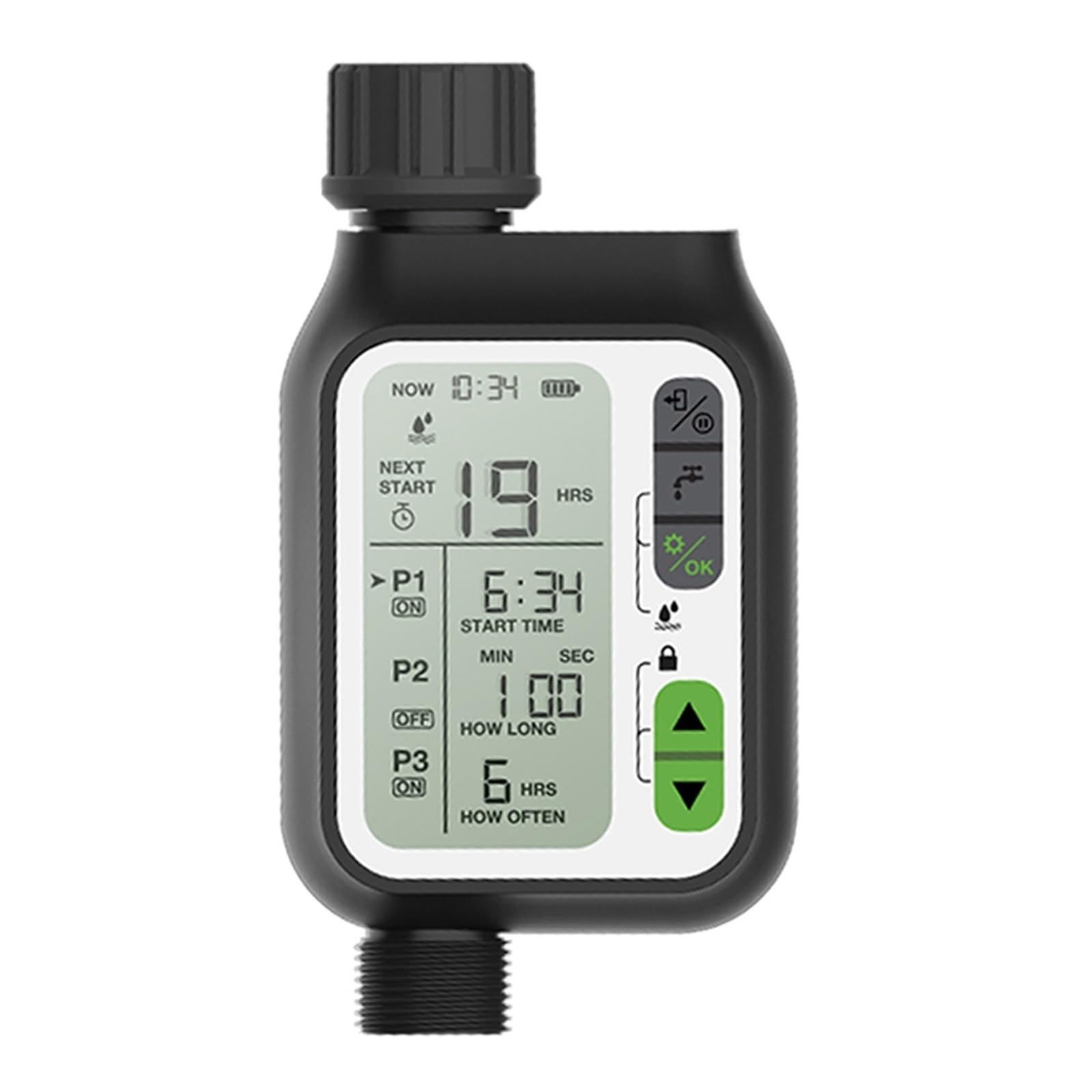 Progettazione professionale di irrigatori da giardino esterni con sensore di acqua piovana, timer elettronico for l'irrigazione domestica(POP3-HCT-355-BS)