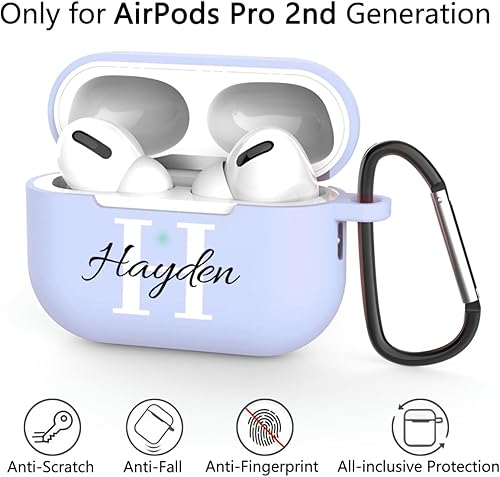 Miniatura 4 de Funda con nombre personalizado para AirPods Pro 2, texto personalizado para fundas de AirPod Pro de 2 generación, funda protectora de TPU suave con