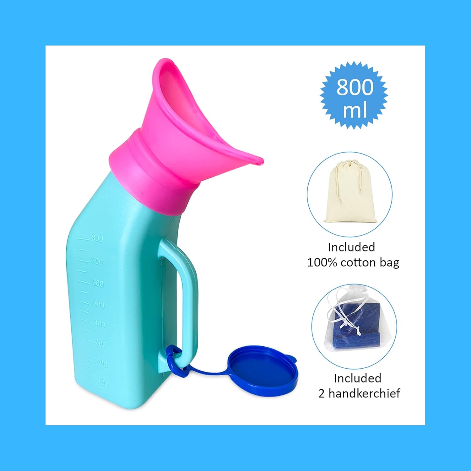 MINION Portable Urinal for Women and Men - Travel Porta Potty for Car, Camping, Hiking, and Travel - Adult Travel Potty with Male and Female Child Urinal Attachments - with Bag and Handkerchiefs: Health & Personal Care