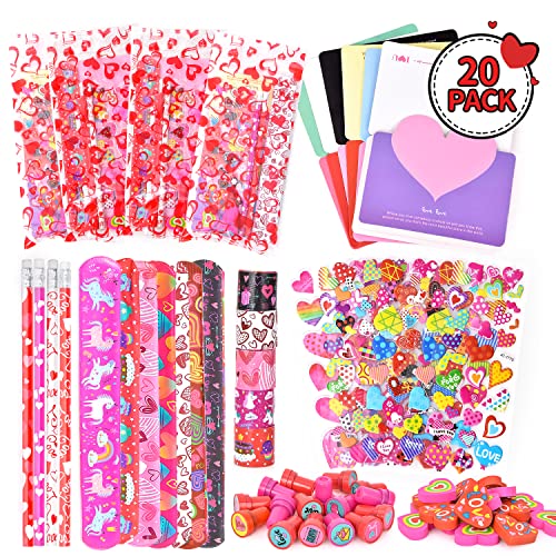 Sotodik Valentines Gifts for Kids 20Packs Valentines Day Stationary Kits, Kids Classroom Gift Change Toys for Valentine's Party Bag Stuffer Supplies Sotodik Valentines Gifts for Kids 20Packs Valentines Day Stationary Kits, Kids Classroom Gift Change Toys for Valentine's Party Bag Stuffer Supplies