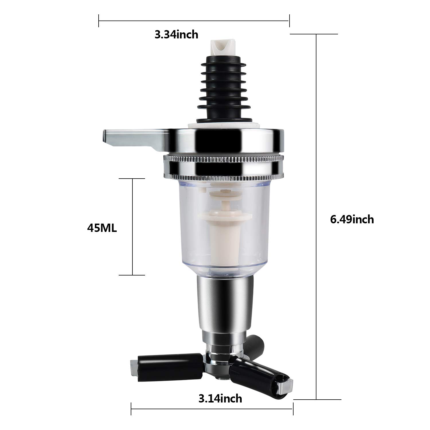 Dispensador de boquilla de repuesto de 1.5 onzas para estantes de vino, dispensador de cócteles, dispensador de licor, dispensador de alcohol, dispensador de cóctel para bar casero (6 unidades) 3