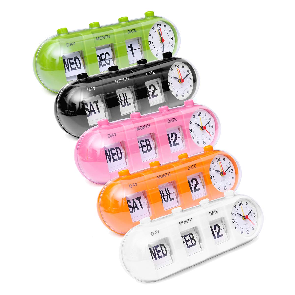 KISSTAKER Flip Clock, Retro Manual Flip Desk Alarm Clock Digital Quartz Day Date Calendar