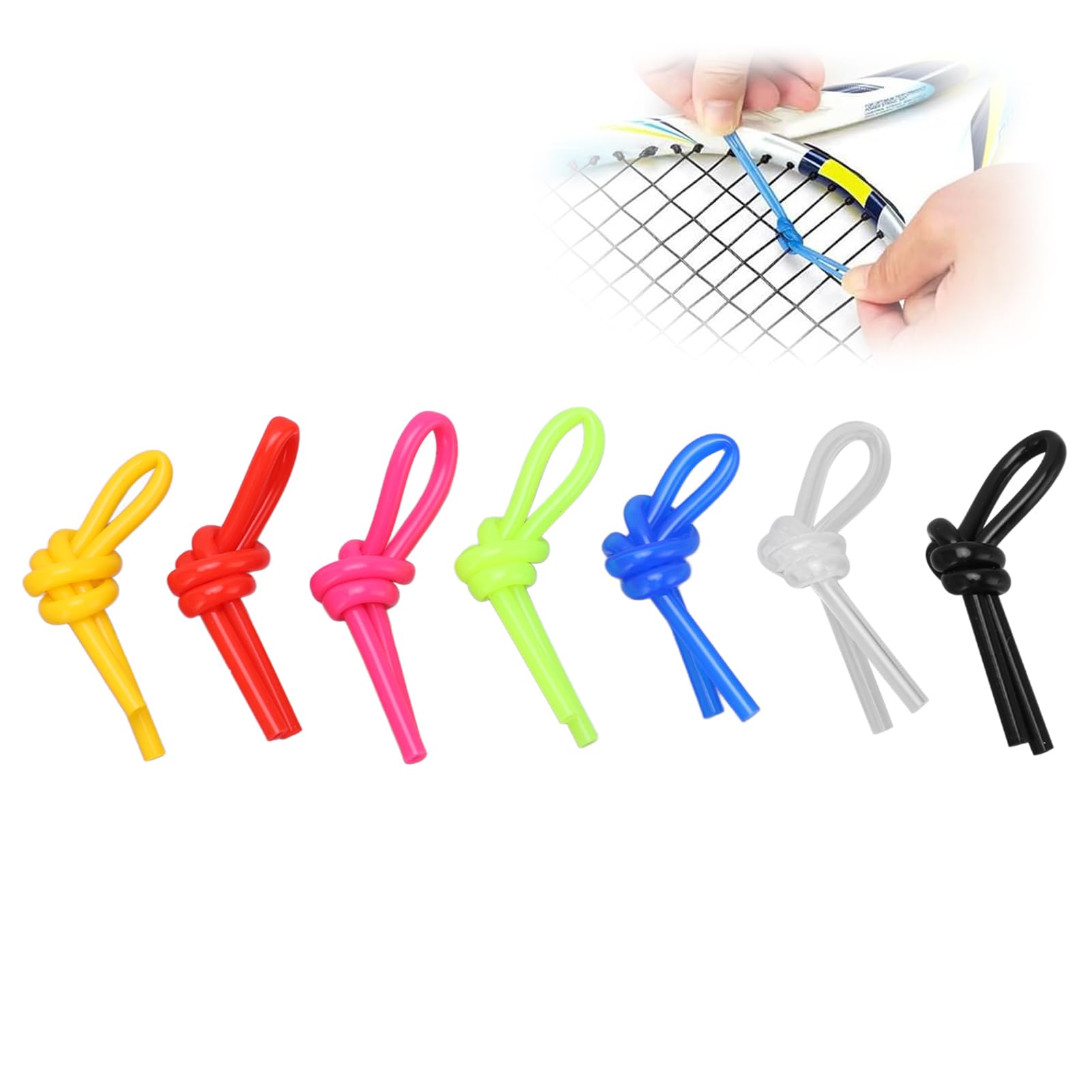 equlup Tennis Racket Dampener, 7Pcs Silicone Vibration Dampener Knots Excellent Elasticity Tennis Racquet Knot Shock Absorber for Tennis Racket