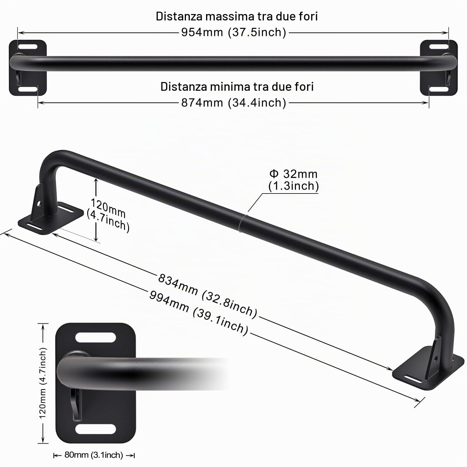 SELEWARE Barra per Trazioni da Parete, Barra per Trazioni Resistente, per Trazioni, Barra per Trazioni con Ganci a Fascia di Resistenza, Supporta Fino a 440 lbs