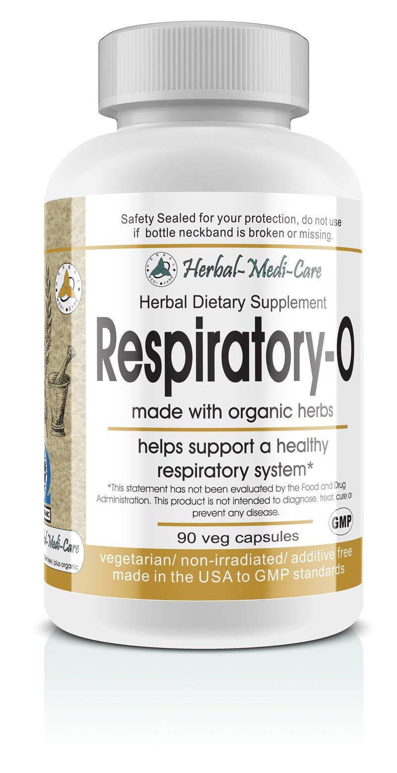 Whole Food Respiratory-O (Lung) Vegetarian Capsules by Herbal-Medi-Care (90-Count) - Made with Organic Ingredients - No Toxic Chemicals