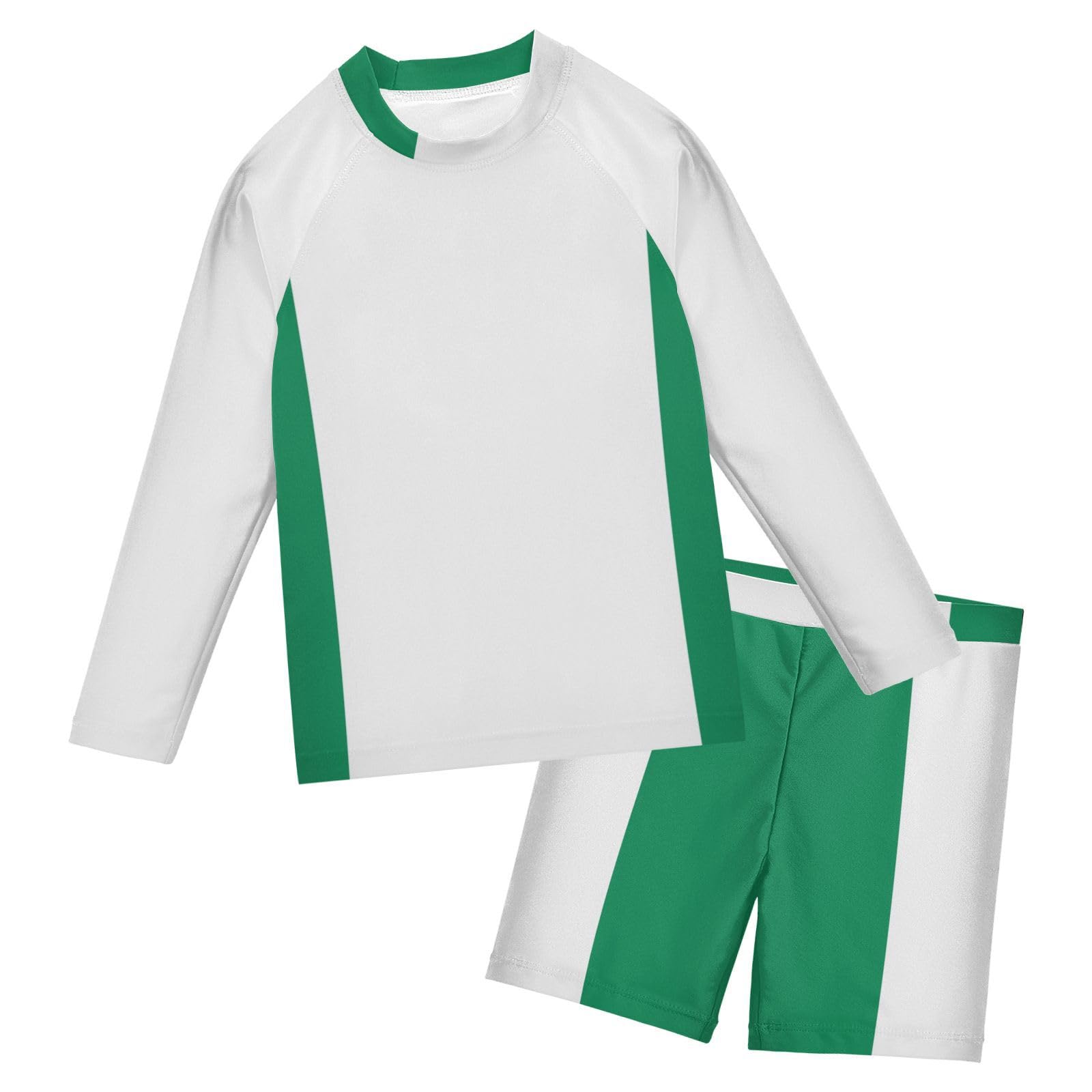 Aflyko Patriot Boys' Rash Guard Set Nigeria Flag SPF 50+ Sun Protection Swimsuit Multicoloured