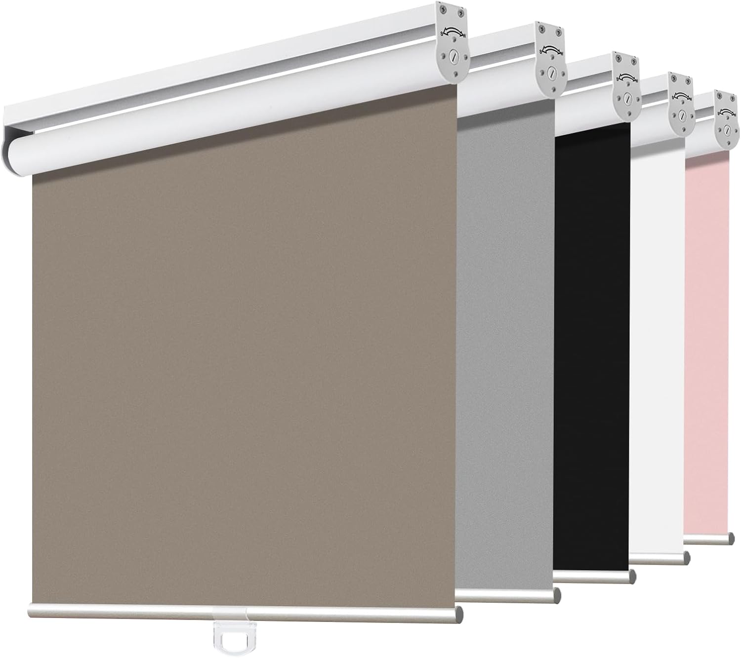 Joydeco Cordless Roller Shades Blackout Blinds for Windows Room Darkening Rolled Up Shades with Spring System, UV Protection Window Shades Door Blinds for Home and Office (70 "W x 75" H, Coffee) Coffee 70"W x 75"H