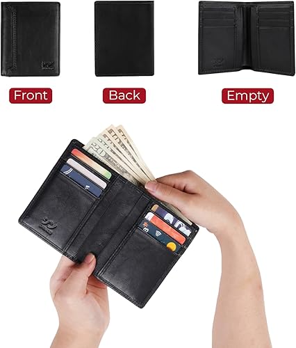 Miniatura 3 de SHINKO Cartera de cuero italiano para hombre, portatarjetas de cuero genuino Vachetta billetera larga plegable para hombre, versátil para hombre,