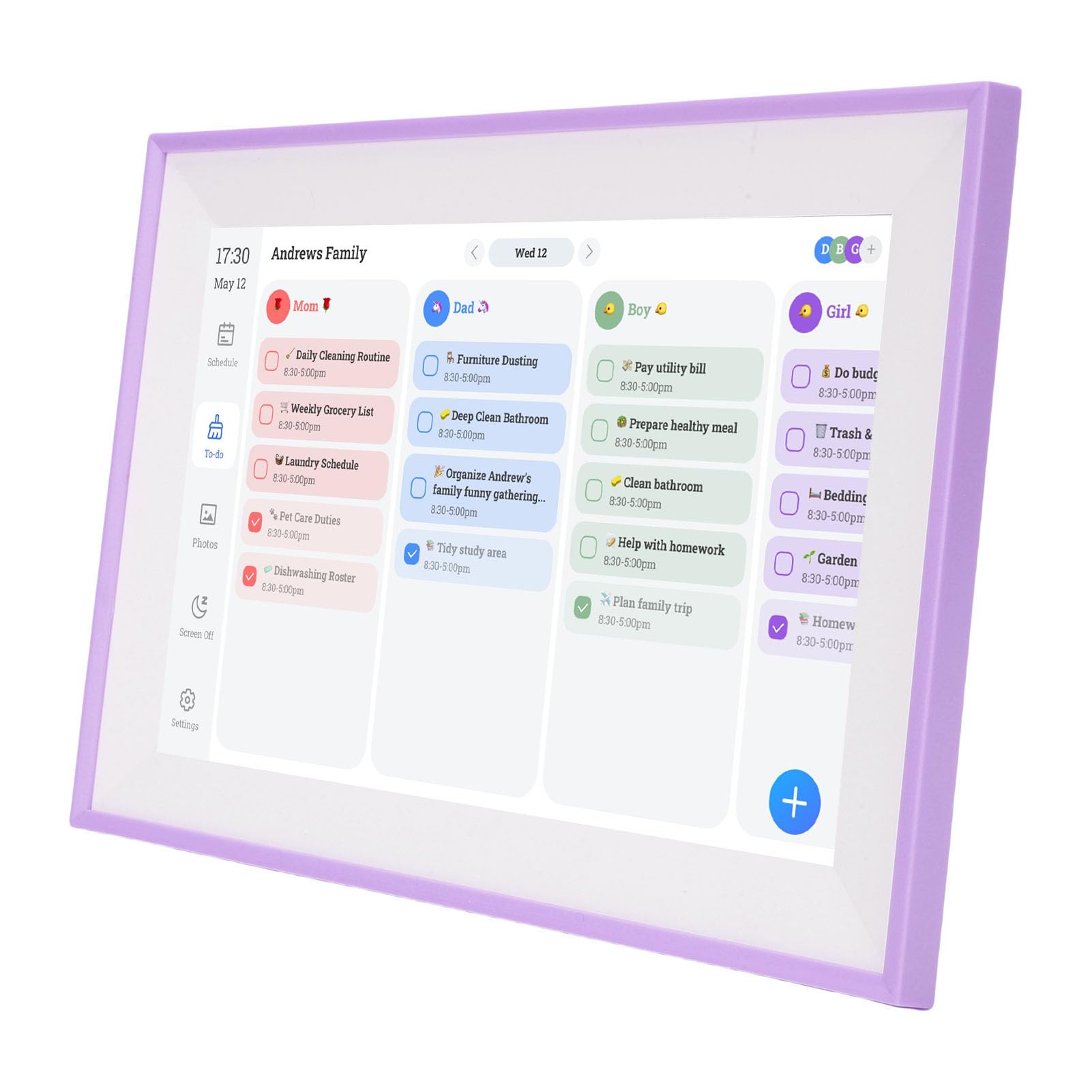 Fafeicy Calendario Digitale Intelligente da 10,1 Pollici, Calendario Elettronico Touch Screen LCD con Sincronizzazione WiFi e Pianificazione Familiare per l'organizzazione di Casa e Ufficio