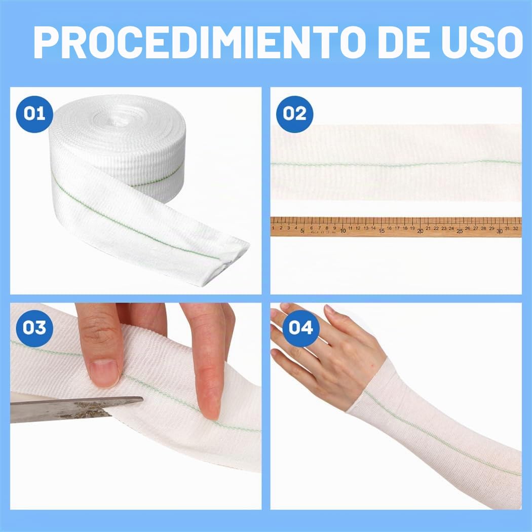 Vendaje elástico tubular de compresión 5CMX10M vendaje de fijación tubular vendaje tubular vendaje de apoyo para tiritas brazos, tobillos y rodillas