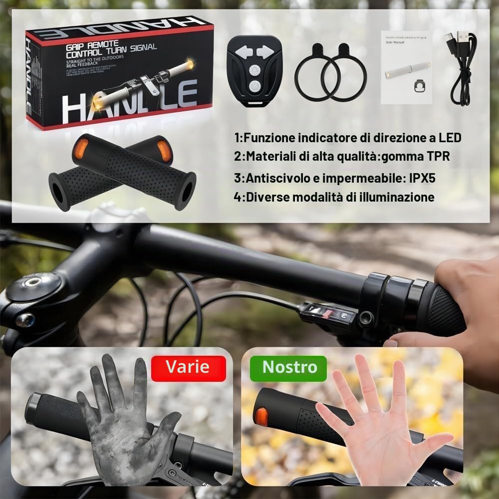 Indicatore di direzione per e-scooter, maniglia con indicatore luminoso per scooter con telecomando ricaricabile con Xiaomi M365/Pro/Pro2/1S Ninebot Max G30/G30D, impugnatura manubrio scooter