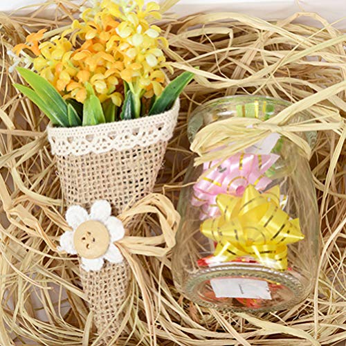 4 peças de fita de ráfia natural, fita de ráfia de Natal para artesanato e fita de embalagem