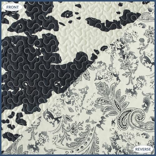 Image of Indigo Hill by HiEnd Accents Clara 2 Piece Twin Black Cow Print Quilt Set