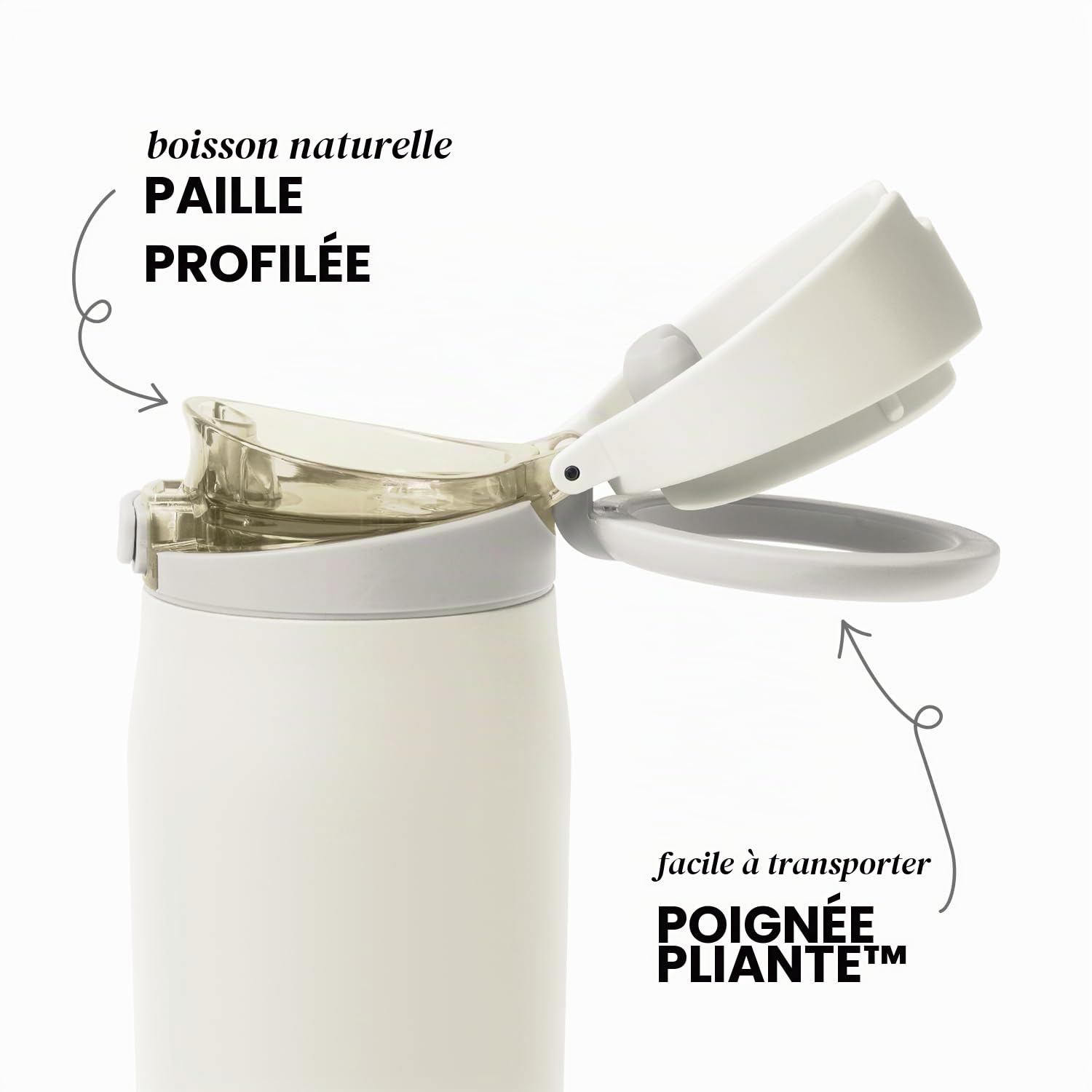 Gourde Simple Modern Mesa Loop avec paille | Bouteilles isothermes en acier inoxydable compatibles avec les porte-gobelets pour les voyages, le sport et l’école | 890ml | Cashew
