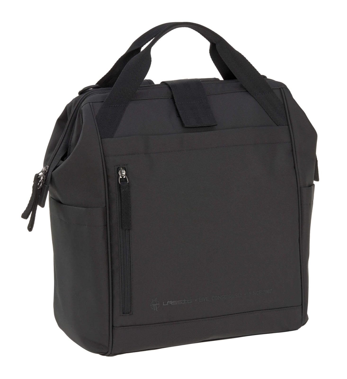 Lässig 1103034000, Zaino fasciatoio per bambini Borsa fasciatoio con accessori per il cambio Zaino con fasciatoio prodotto in modo sostenibile/Goldie Up Backpack black