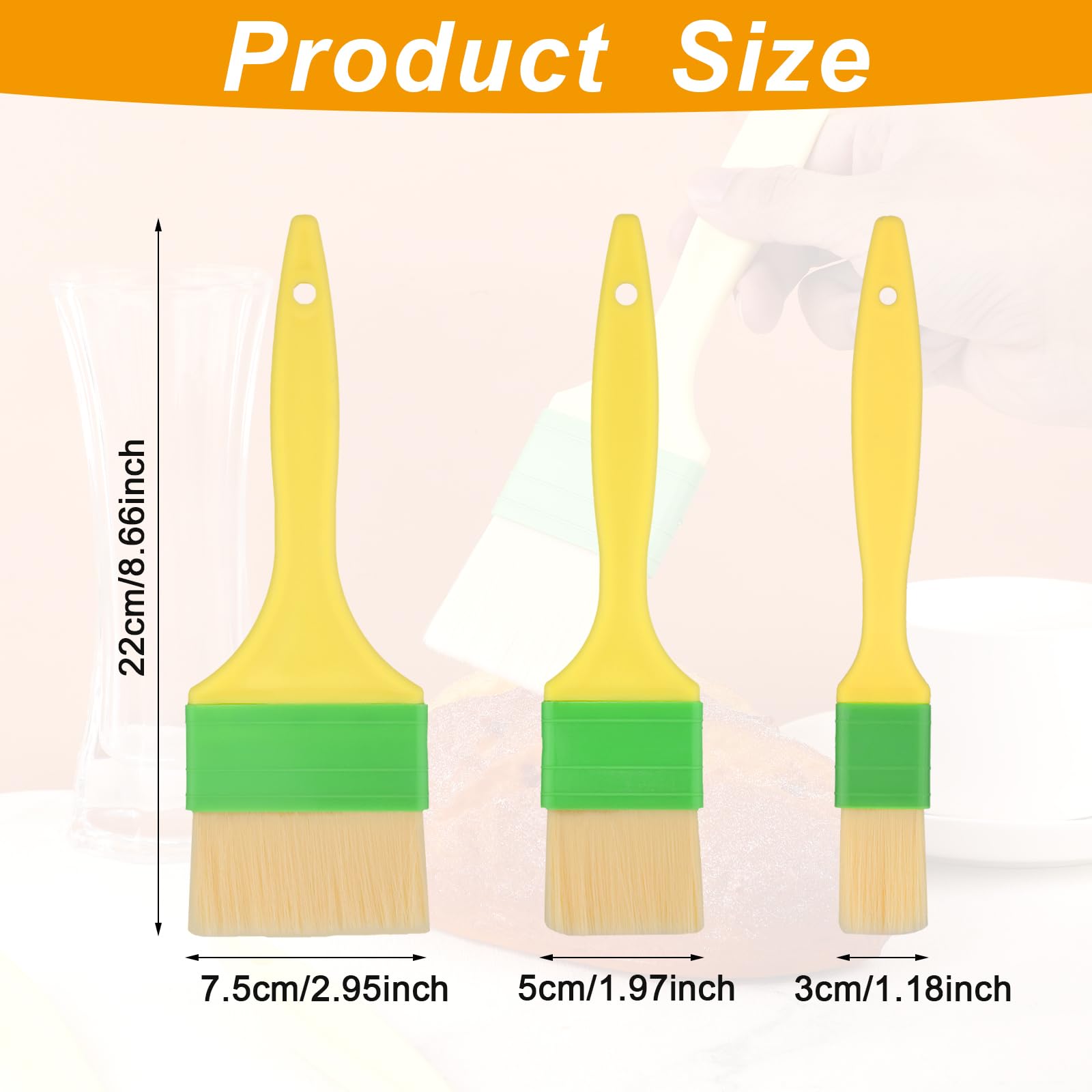 3pcs Pastry Basting Brush, 3 Sizes Plastic Fiber BBQ Brushes for Sauce Easy to Hold & Hang Cooking Baking Brush Set Food Brush for Oil Kitchen Brushes Food for Egg Butter Spread Marinade