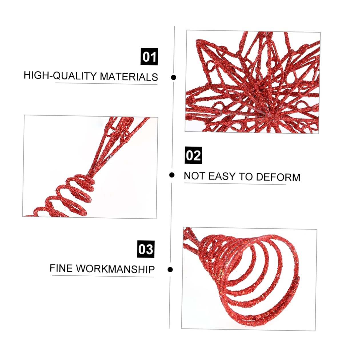 Zerodeko 3 Pièces Étoile de Noël octogonale en Haut du Sapin étoile de la des Arbres de noël Topper étoile de Sapin de noël Decoration Noel Decoration de Noel décor d'or Ornement Métal