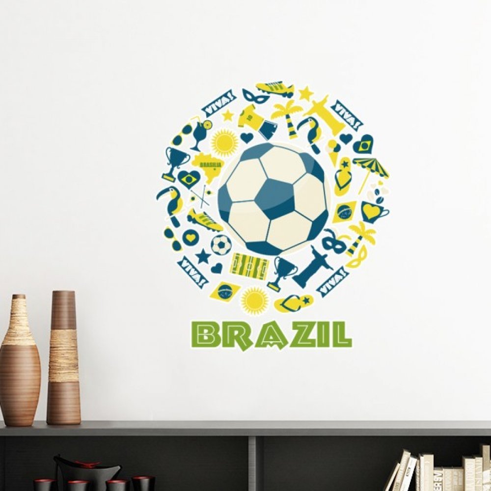Sticker maillot soccer Brésil amovible pour relooker un mur de chambre sans peinture