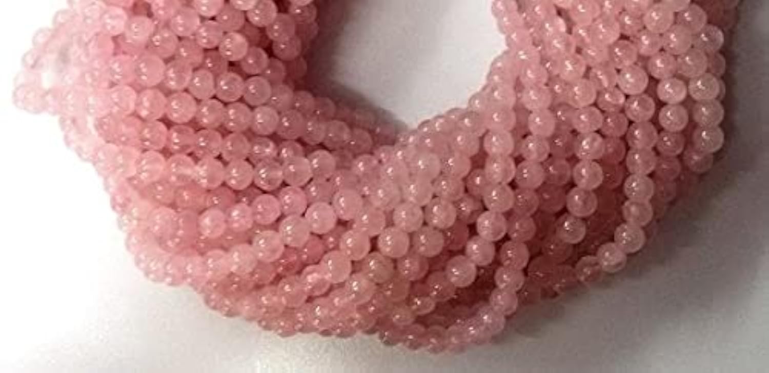 Perles quartz rose naturel 5.5-6mm en lot de 5 fils de 33cm pour la création de bijoux uniques