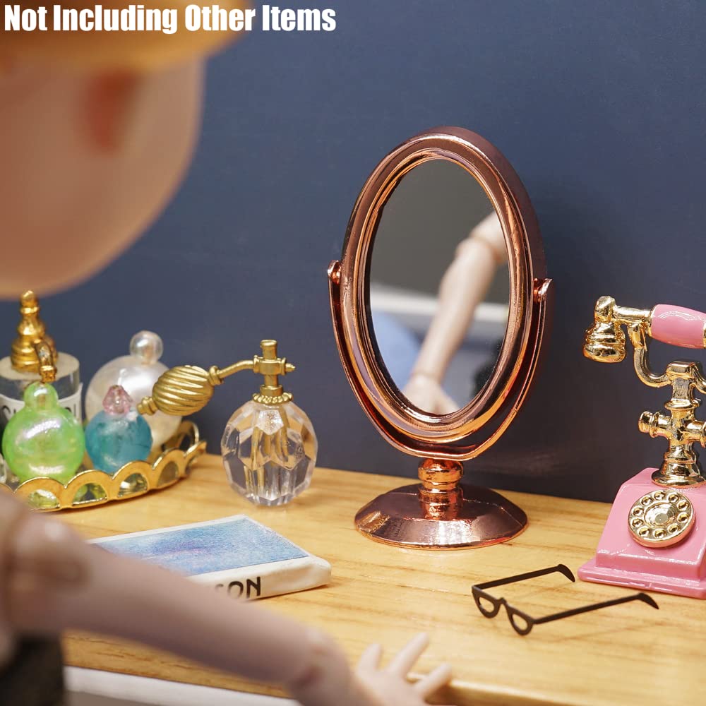 Odoria Espejo Miniatura 1/12 Para Casa De Muñecas: Accesorio De Plástico Para Salón O Baño, 5x4 Cm
