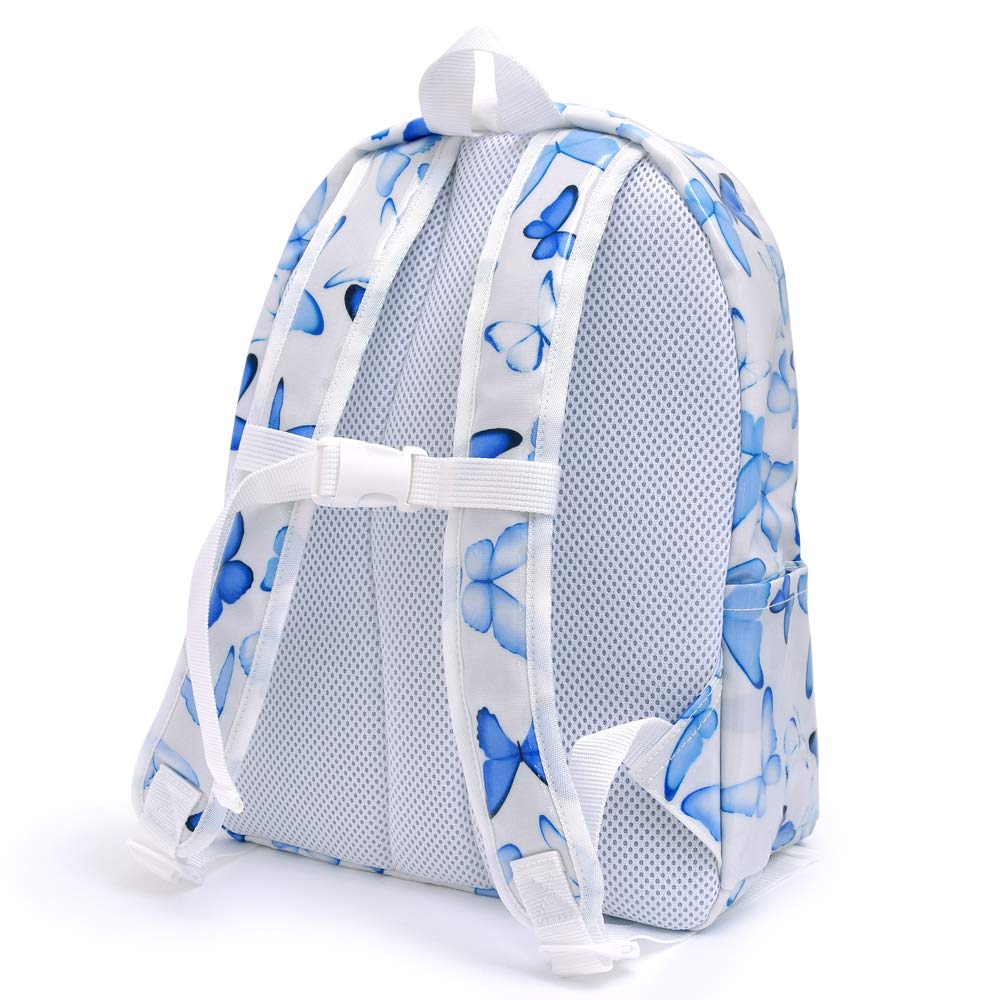 ブルー バタフライ バックパック 蝶 学生 スクールバッグ ブックバッグ