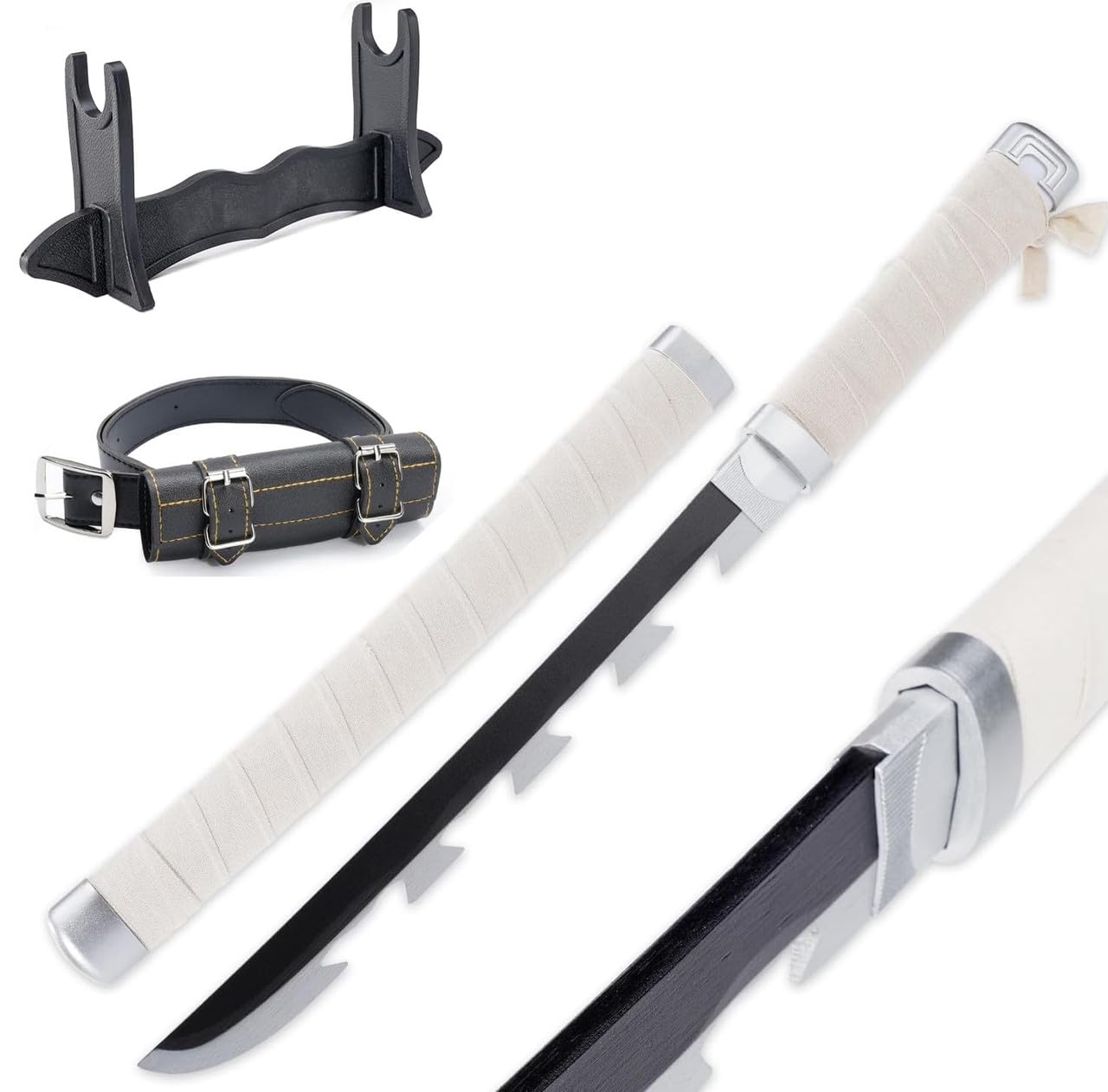 JOYFULBOX Japanese Anime Ninja Bamboo Sword Katana–22 inches(55cm)with Belt and Sword Holder for Cosplay Halloween Anime Themed Partiesand Carnival