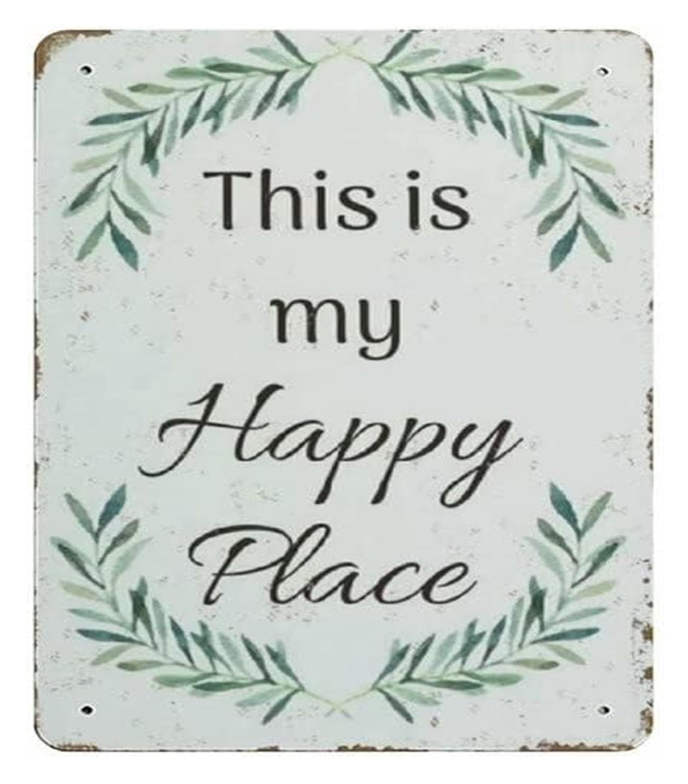 PKNVKZIDK Aesthetic Metal Sign This Is My Happy Place No Drama Zone Vintage Plaque for Bathroom Laundry Room Entryway Hallway 8 X 12 inch