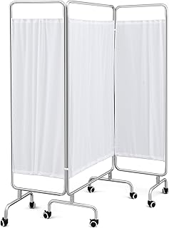 3 Panel White Privacy Screen with Rolling Casters Portable Foldable Privacy Screen 75" x 71" for Salons, Home, Lab Nursery Dividers