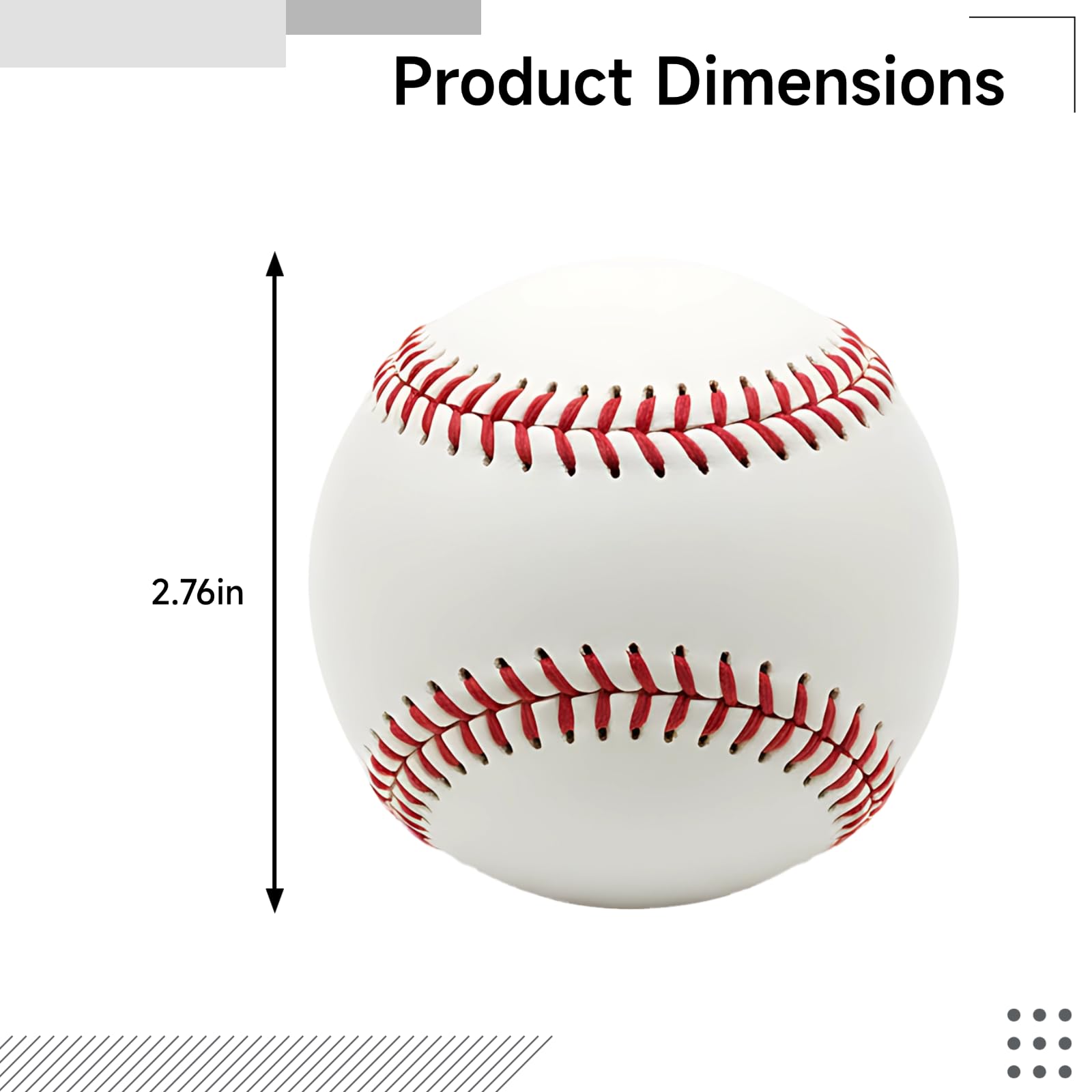 Generisch Confezione da 12 palle da baseball morbide in poliuretano, da allenamento, per bambini, 7 cm, bianco con cuciture rosse, morbidi e resistenti, con tasca in rete, per esercitarsi in modo