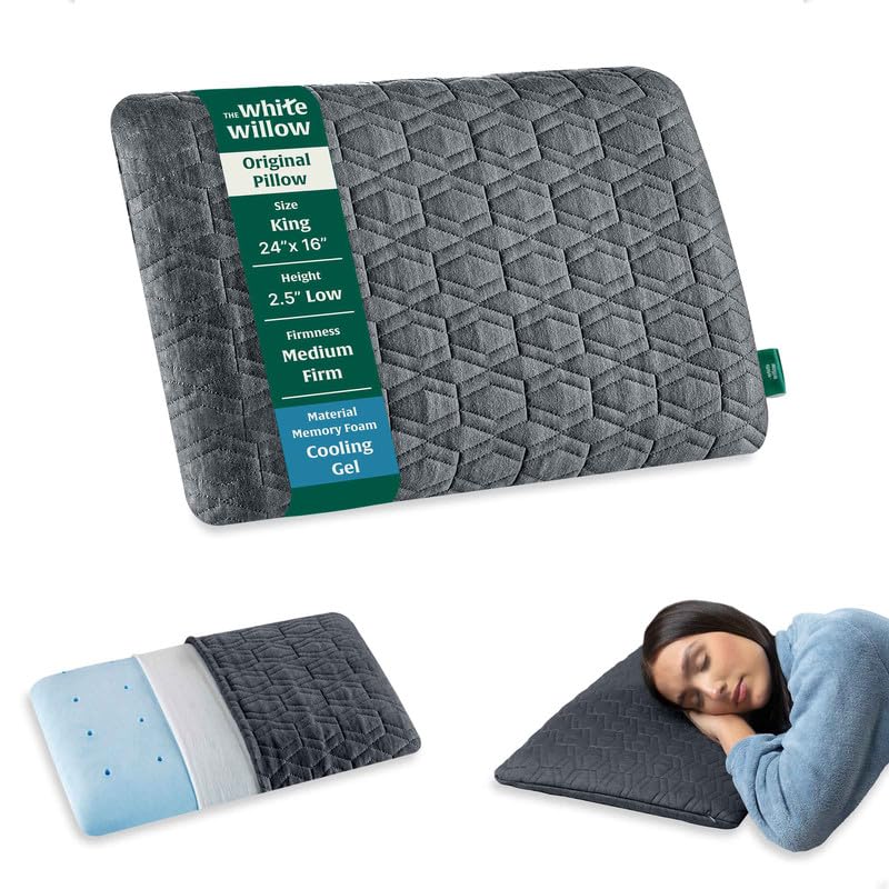 The White Willow Memory Foam for Neck & Shoulder Pain Relief-Cervical Pillow for Sleeping-Orthopedic Bed for Back,Side & Stomach Sleepers-Medium Firm-Thick Pillow-Standard Size-5" H-Grey