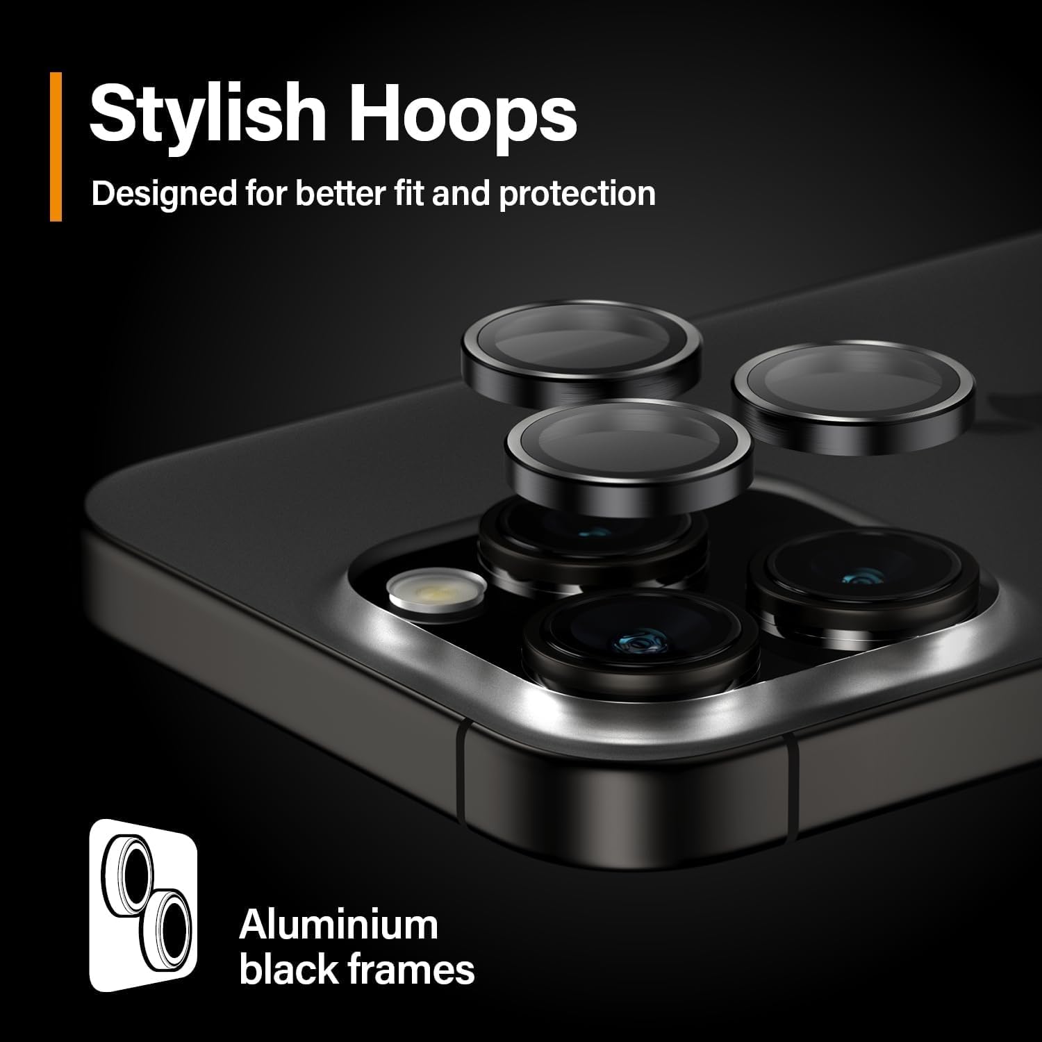 PanzerGlass™ Hoops Protettore per l'obiettivo della fotocamera per Apple iPhone 15 Pro | 15 Pro Max - Protezione con Stile, vetro resistente agli urti