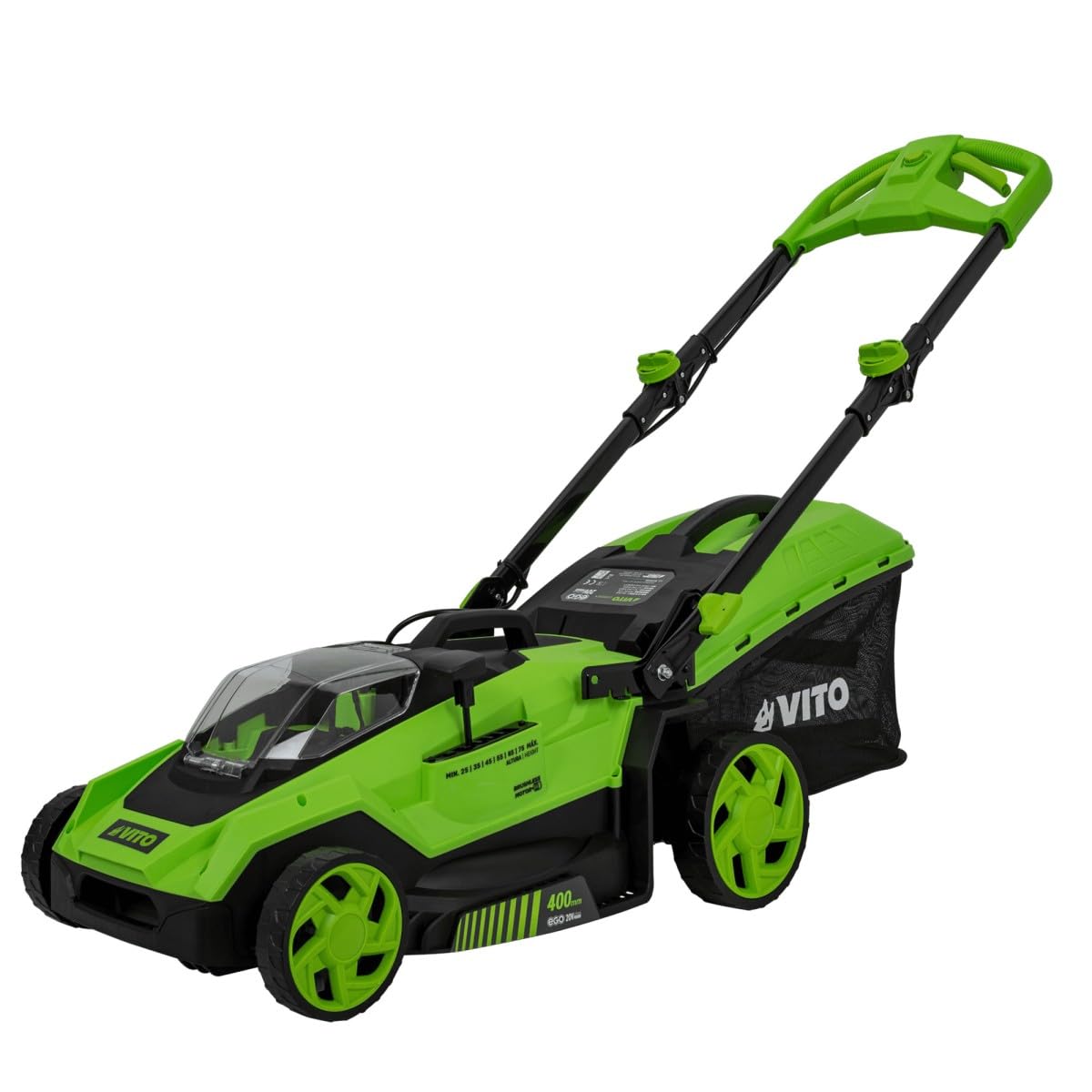 Bezprzewodowa kosiarka do trawy 40V + 2 Akumulatory 2.0Ah + Podwójna ładowarka Bezszczotkowy Silnik Szerokość cięcia 40cm VITO