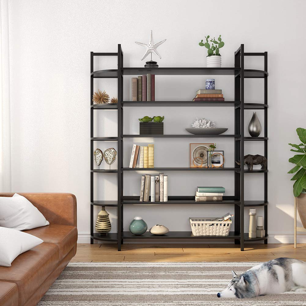 Tribesigns Triple Wide 6Shelf Bookshelves , 6Tier Large Etagere