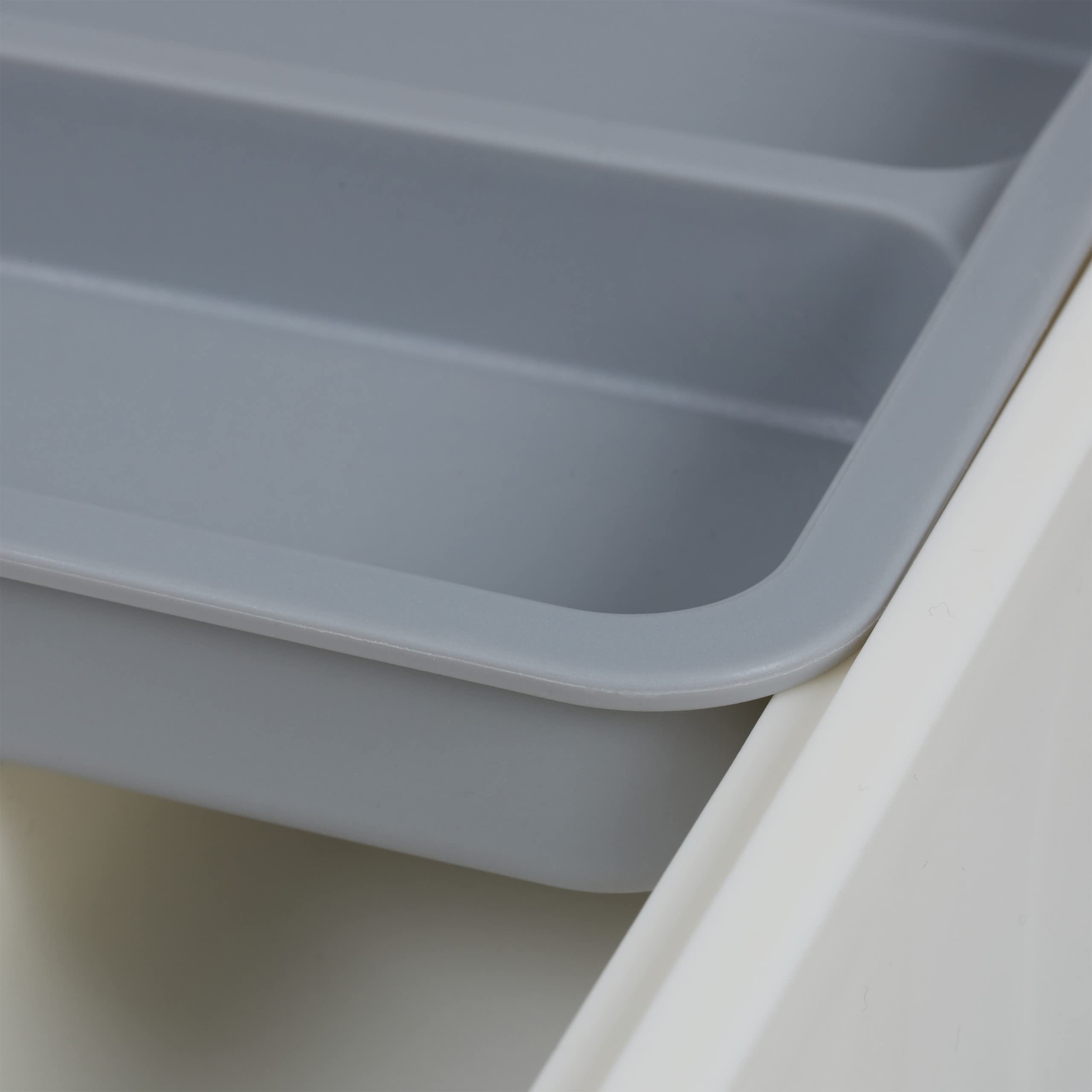 Relaxdays Portaposate da Cassetto, Regolabile, 7 Scomparti, Posate & Accessori Cucina, Plastica, 6x23,5x31,5 cm, grigio