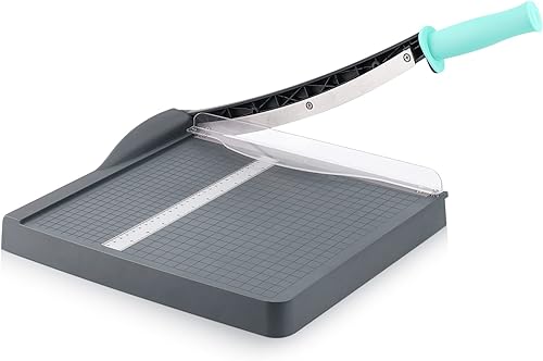 Cortador de papel, recortador de papel con protector de seguridad, cortador de papel de 12 pulgadas de longitud de corte con tabla de cortar de