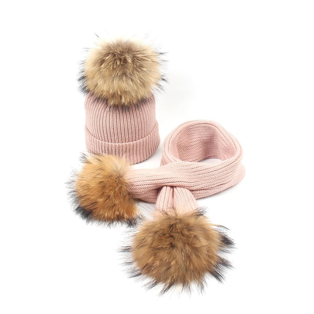 FOMIYES 2PCS Childrens Scorpion Hair Ball Hat and Scarf Set Warm Thickening Winter Outfit for Boys and Soft Comfortable Pink for Outdoor Activities and present Giving