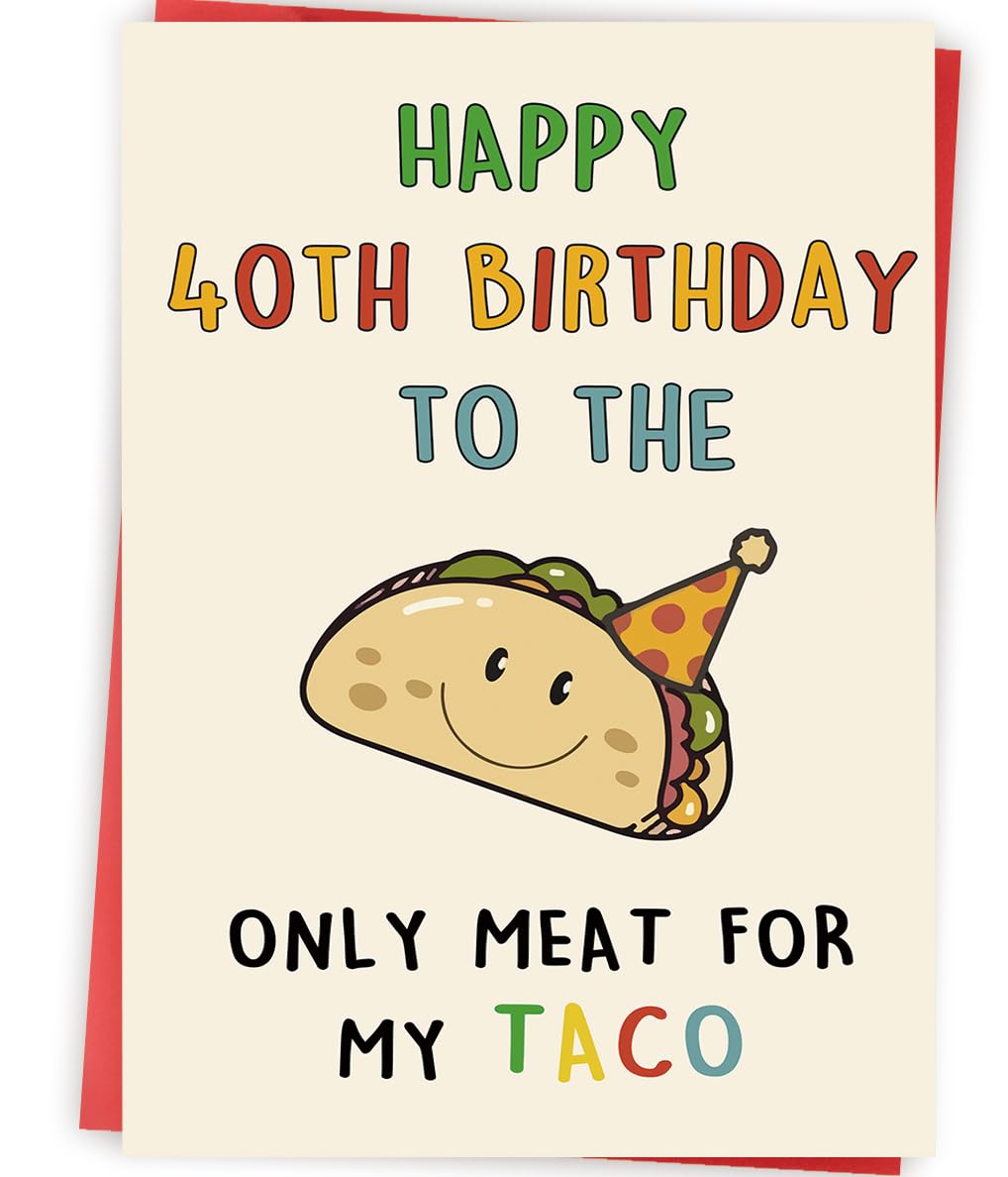 Abeletree Funny 40th Birthday Gifts Men, Happy 40th Birthday Card for Husband Him, Taco 40 Years Old Mens Bday Decorations Ideas