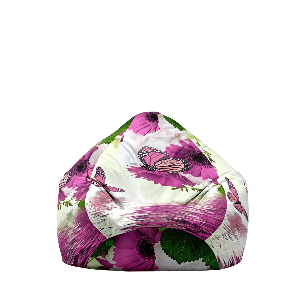 Mateju Pouf Poire Adulte et Enfants, Papillon Brillant 3D Pouf Geant Chambre, Bean Bag Chair, pour Grand Canapé, Chaise Longue Grande, Fauteuil de Salon pour Intérieur Extérieur (Vert,L