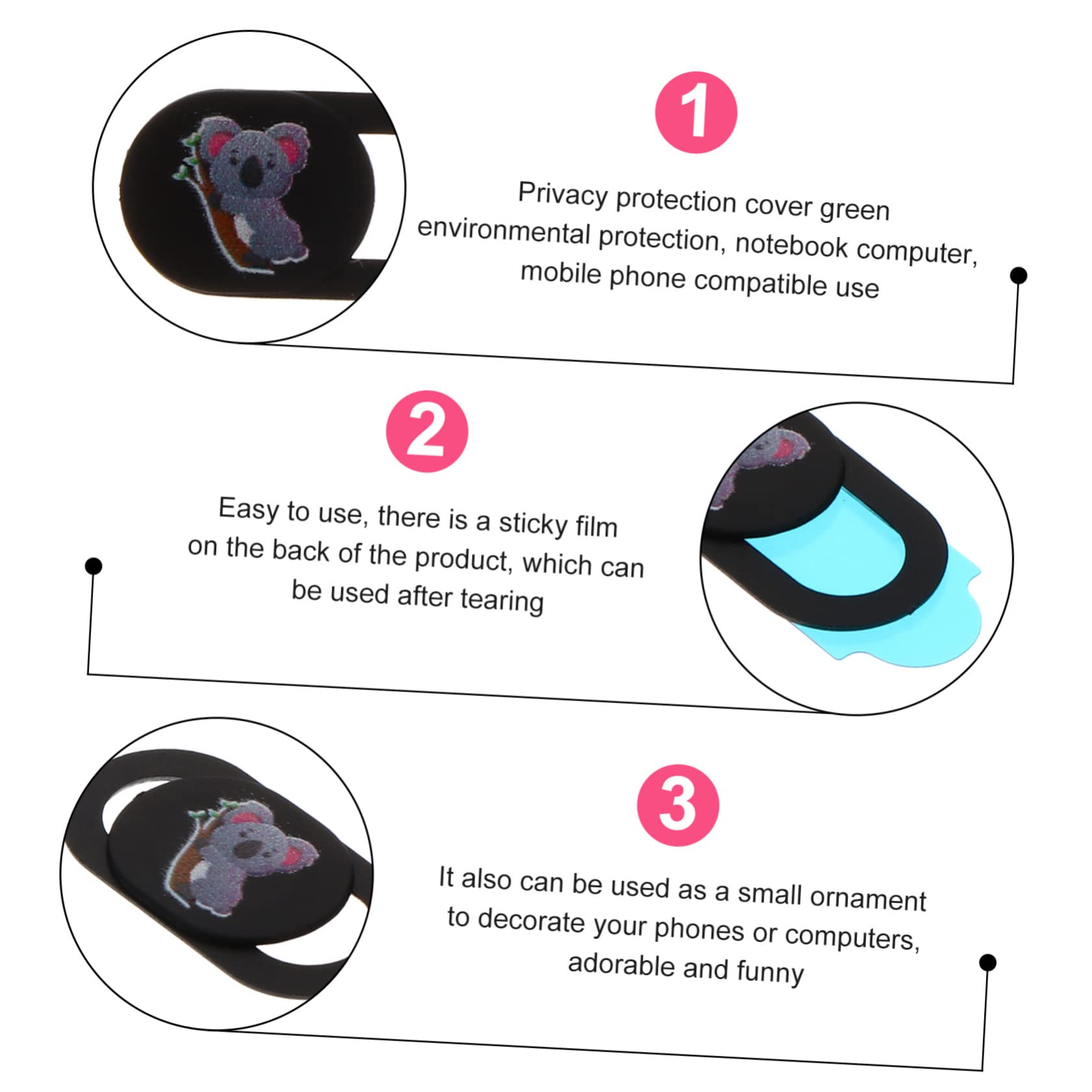 BESTonZON 3 Piezas Cubierta de privacidad de la cámara Camera Lente Tapa de protección Tableta Ordenador portátil Diapositivas Material de protección del Medio Ambiente plástico