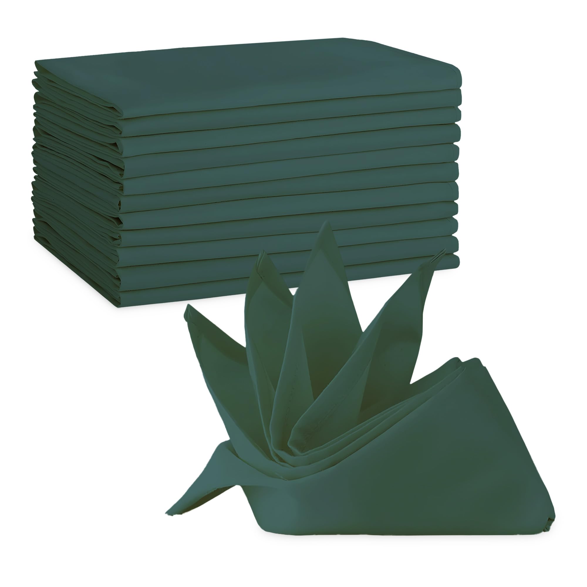 Event Decor Shop Polyester Table Napkins 20" x 20", 10 Pcs - Hunter Green