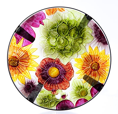 Evergreen Garden Outdoor-Safe Round Summer Splash Glass And Metal Side Table - 12" L X 12" W X 22" Indoor Outdoor Side Tables For Your Patio, Lawn, Garden Or Home Décor #TOP5