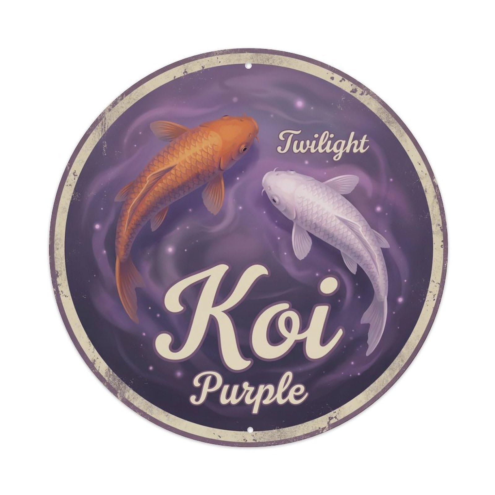 Koi Fish Twilight Purple Waters Dusk Soft Mysterious Dreamy Metal Tin Sign