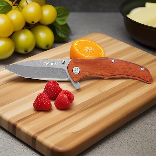 Miniatura 9 de OSAIV Juego de cuchillos de madera plegables de bolsillo, cuchillos tácticos plegables EDC de apertura segura con cerradura, cuchillo pequeño y