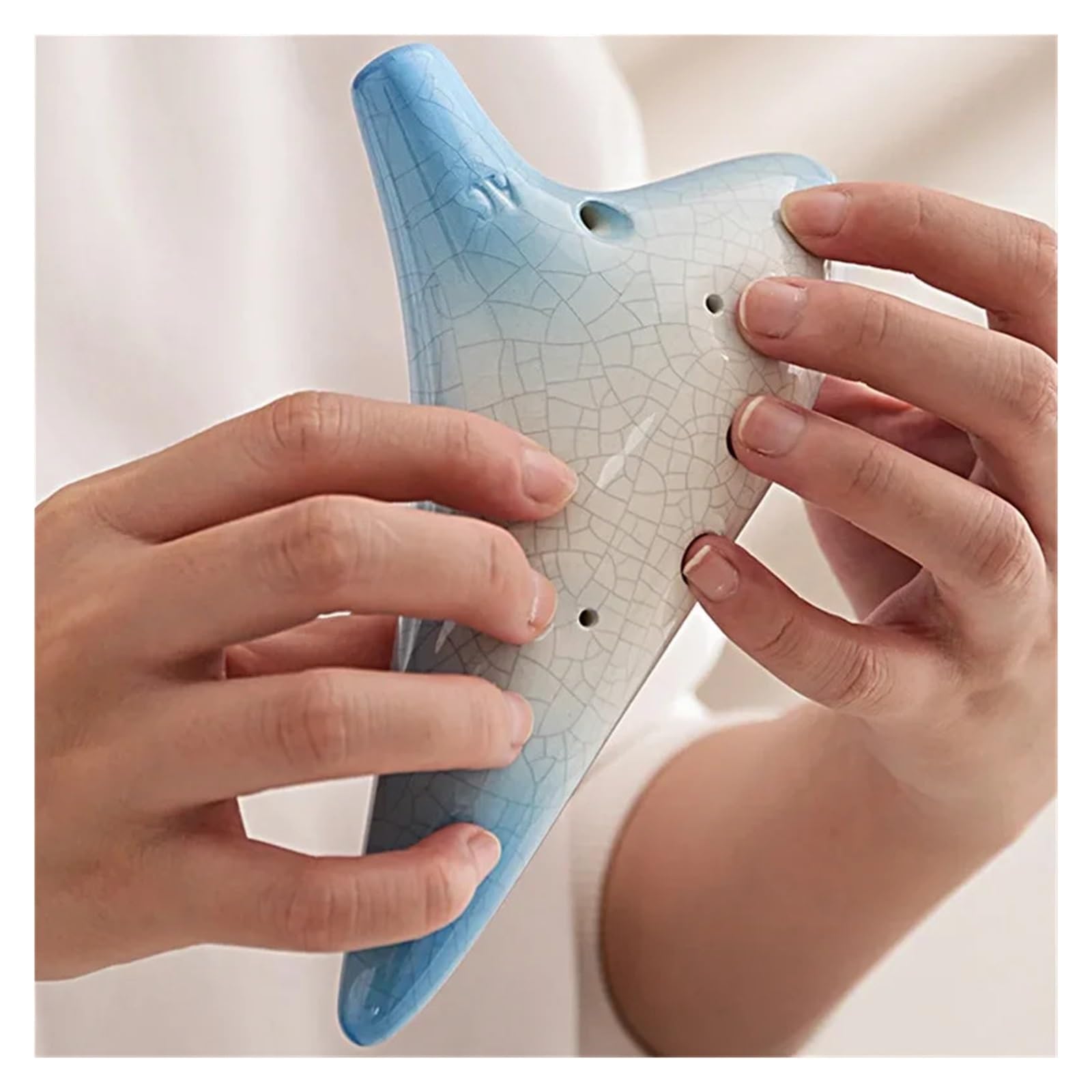 Ocarina Ceramica Alto C Ocarina 12 fori Alto C Toni Crackle Modello Ceramica Gradiente bicolore Flauto Fluta Strumenti professionali per Principianti Adulti