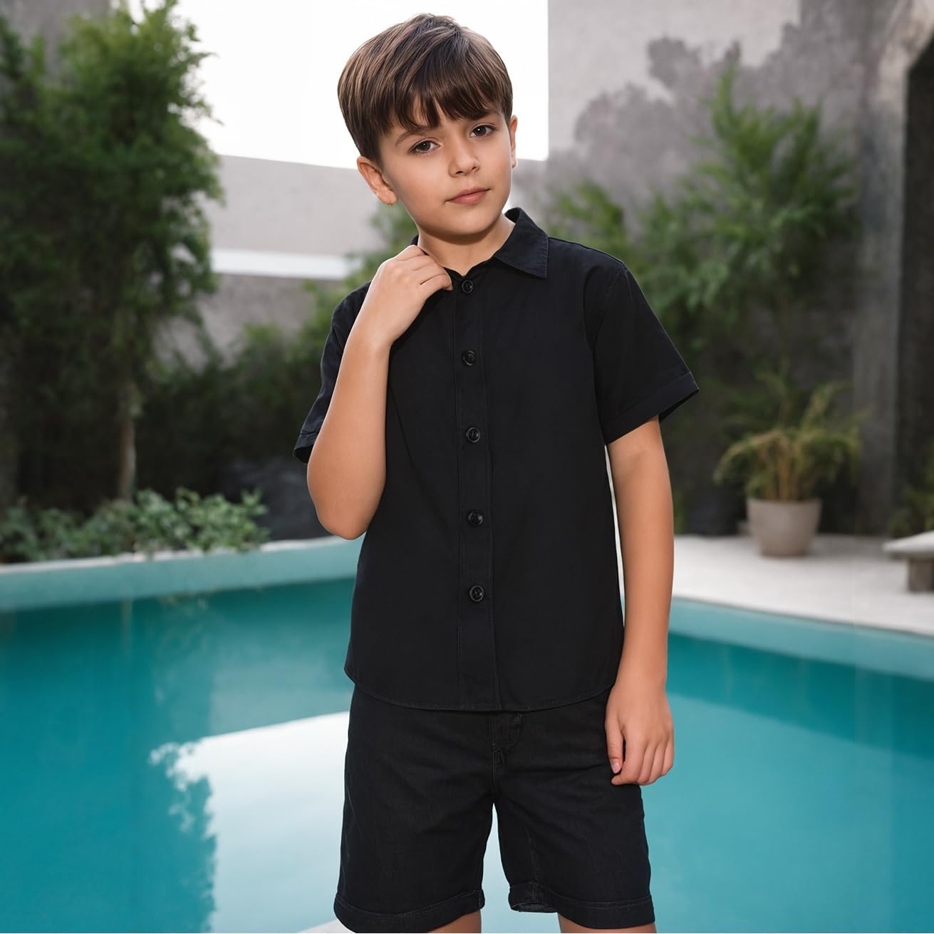 Boys Button Down Shirt Short Sleeve Kids Collared Dress Shirts for Toddler Teen Boy Summer Clothes Size 2T-20 - Image 2