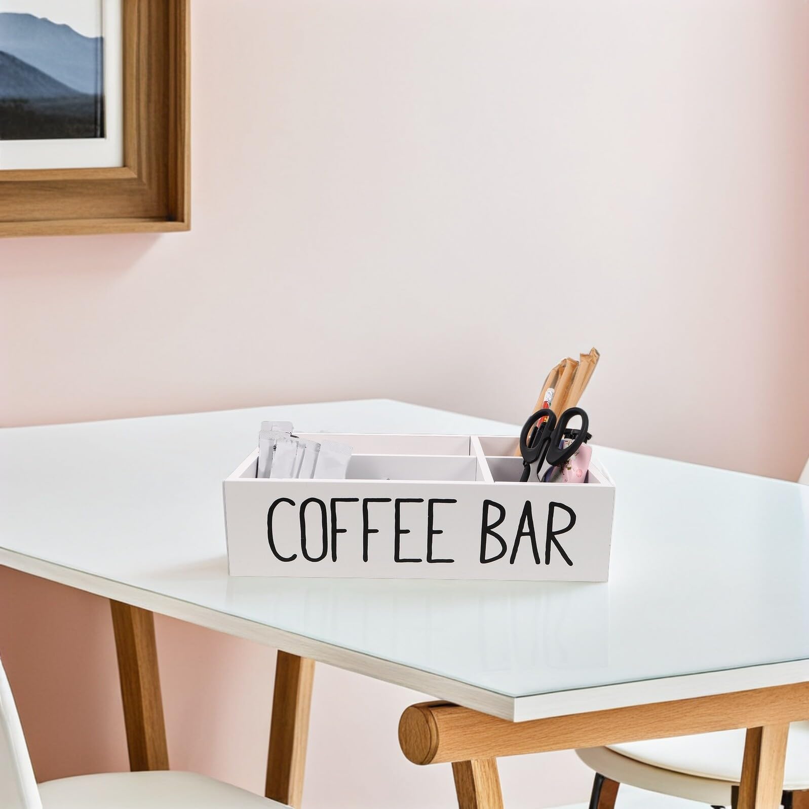 jojofuny Boîte de Rangement pour Sachets de Thé et Café Compartimentée Bois avec Fermeture Hermétique