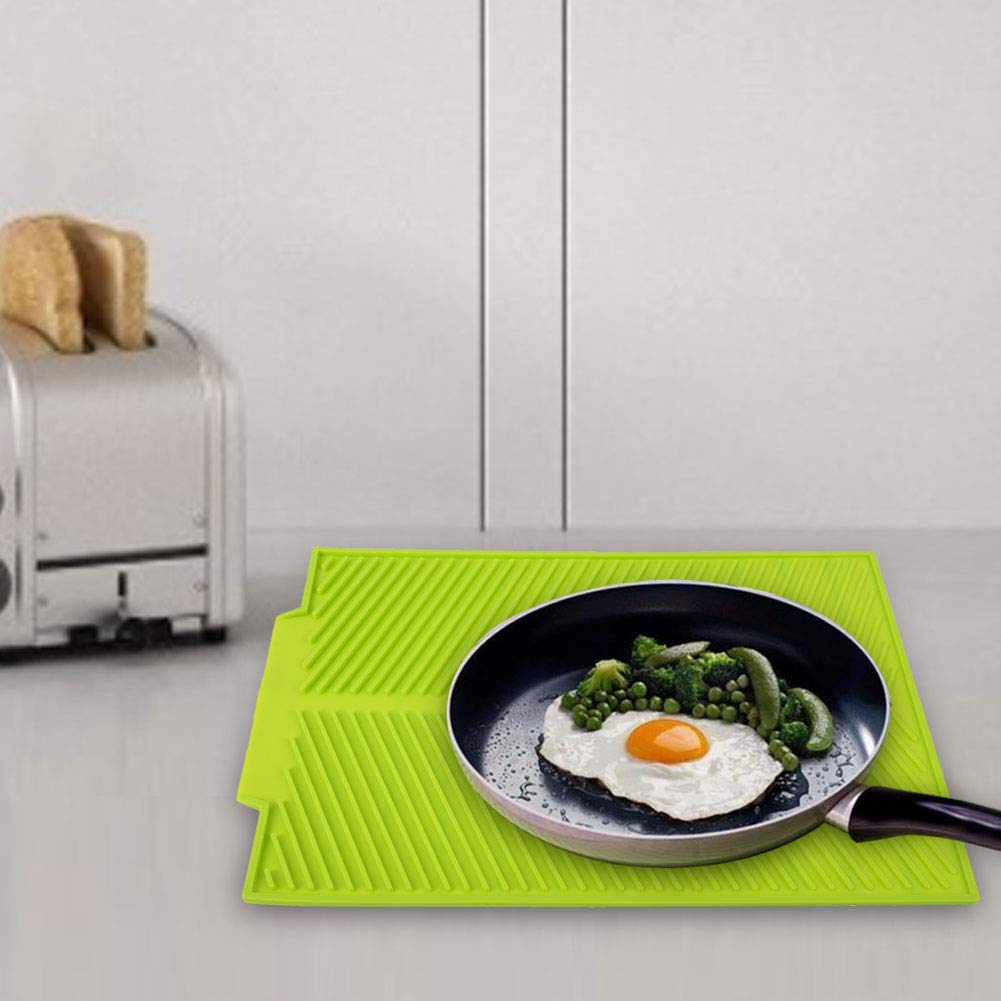 MOUMOUTEN Folding Draining Board Mat, Extra Large Dish Drying Mat Premium Heat Resistant Silicone Pad - Image 3