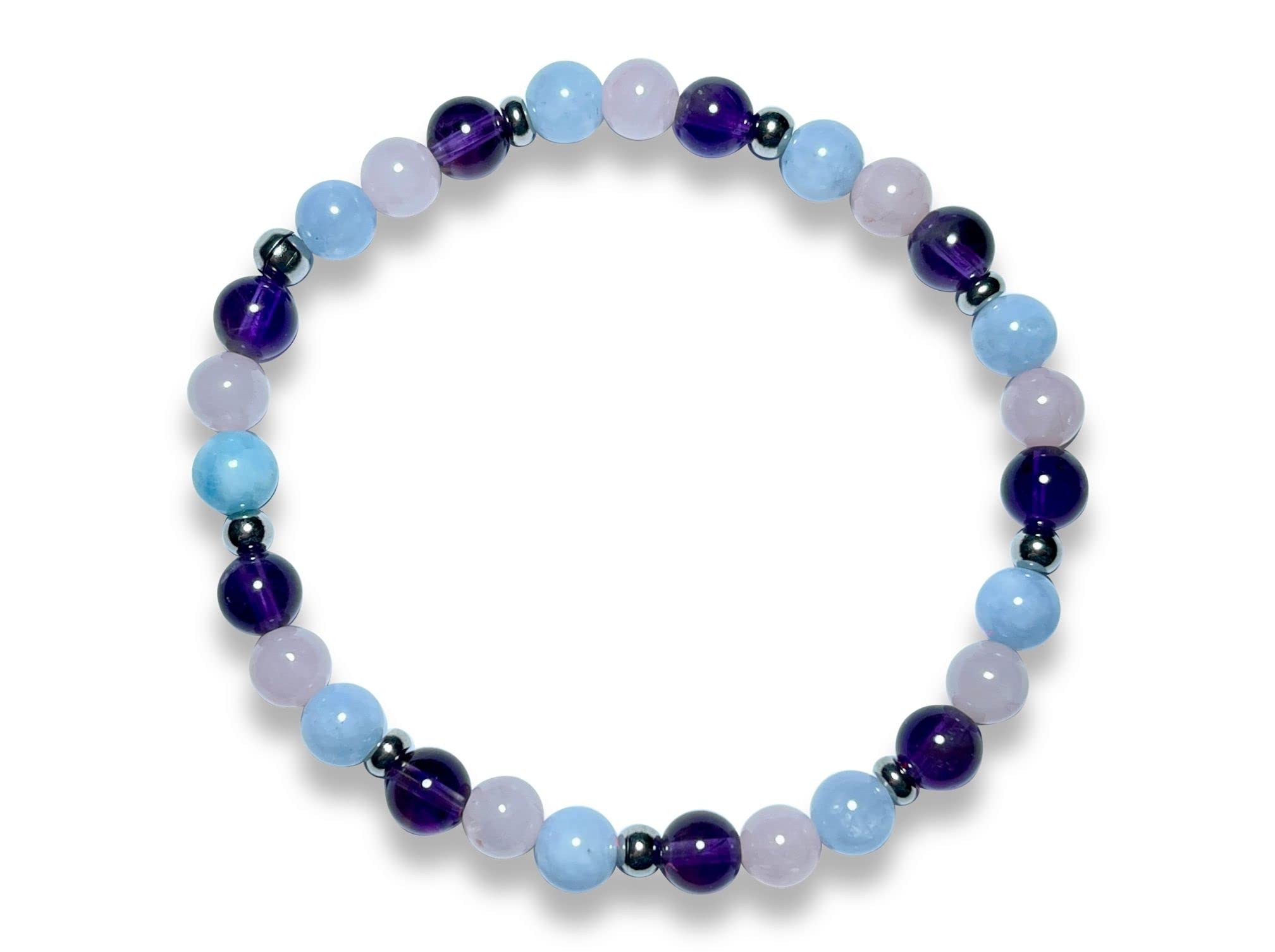 Armband Mix Amethyst Aquamarin Rosenquarz Edelstahlperlen - Perlenarmband Damen Kinder - echte Edelsteine - Handmade Personalisierbar