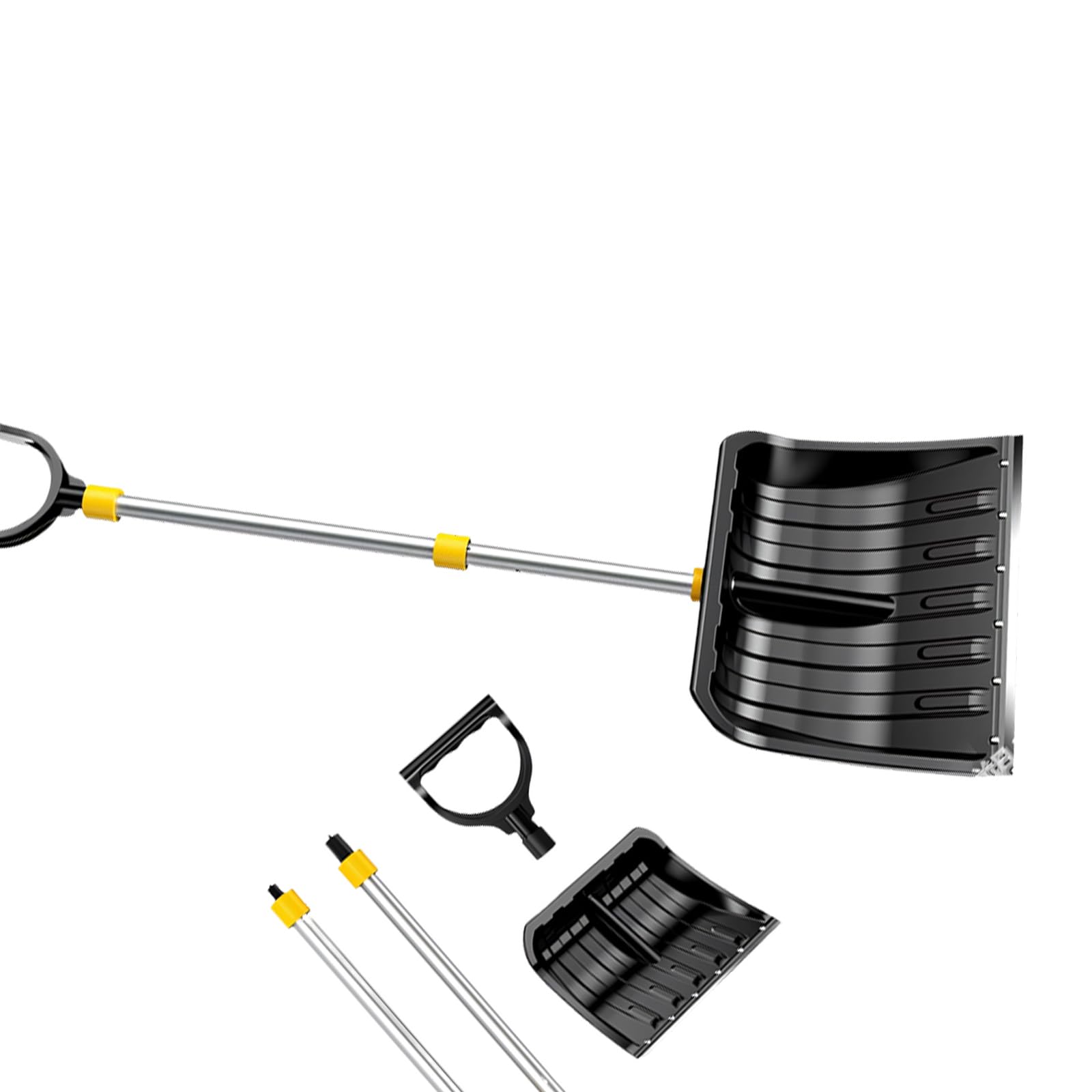 Empujador de nieve ligero y desmontable con pieza protectora de metal, para escaleras y patios, pala quitanieve para