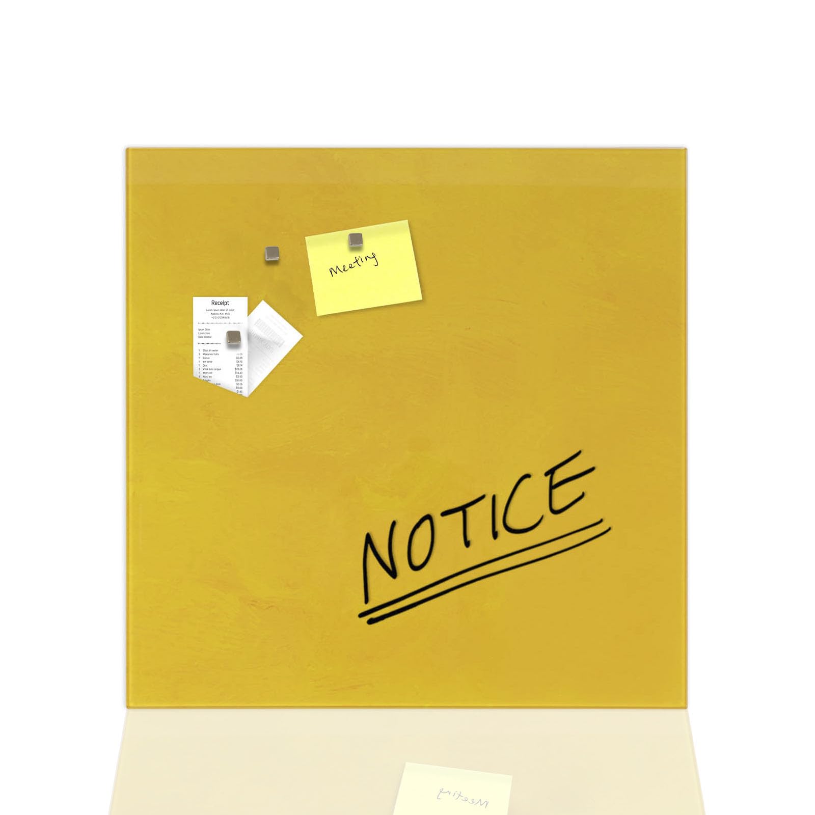 Floordirekt Glass Board Yellow Presentation Board - Whiteboard - Magnetic Board - Painted Or Glass - Magnetic & Writeable - Magnetic Writing Board, Wall Board (Glass Board, Yellow, 48 X 48 Cm), Am-30648-2